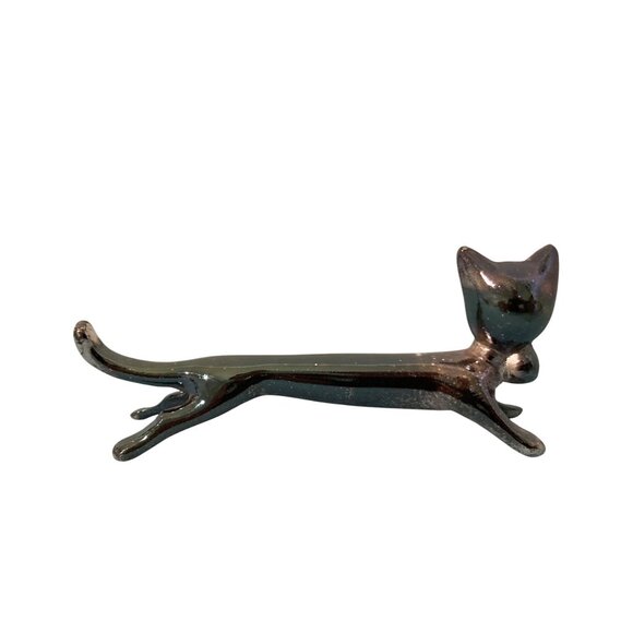 Set Of 10 Silver Plated Cats With Bows or Bells Knife Chopstick Rests With Boxes - Picture 4 of 8